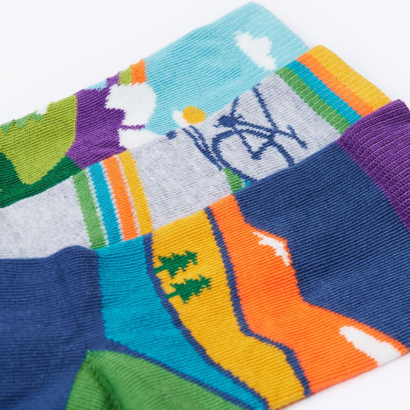 Colorful socks with geometric patterns