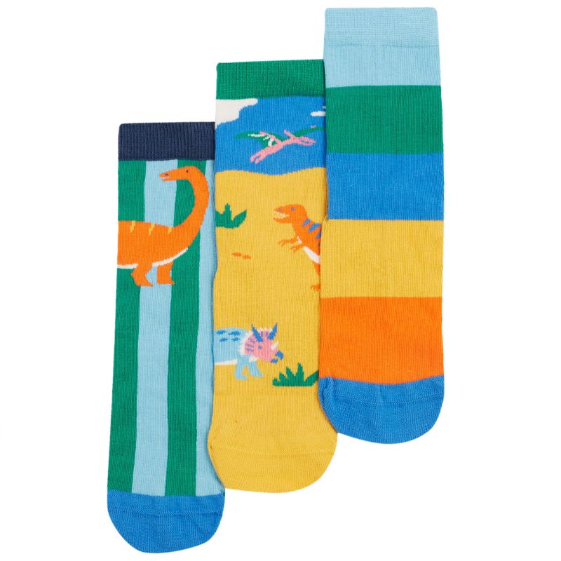Frugi Rock My Socks - 3 Pack - Dino-Roar Multipack