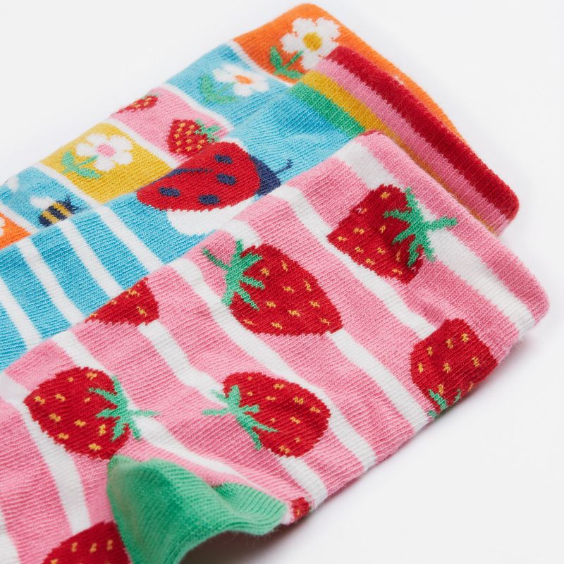 Frugi Rock My Socks - 3 Pack - Strawberry Multipack