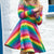 Frugi Sofia Skater Dress - Long Sleeve - Foxglove Rainbow Stripe