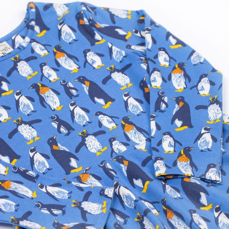 Closeup of blue penguin dress