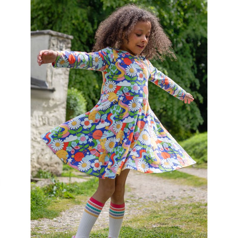 Frugi Sofia Skater Dress - Long Sleeve - Retro Happy