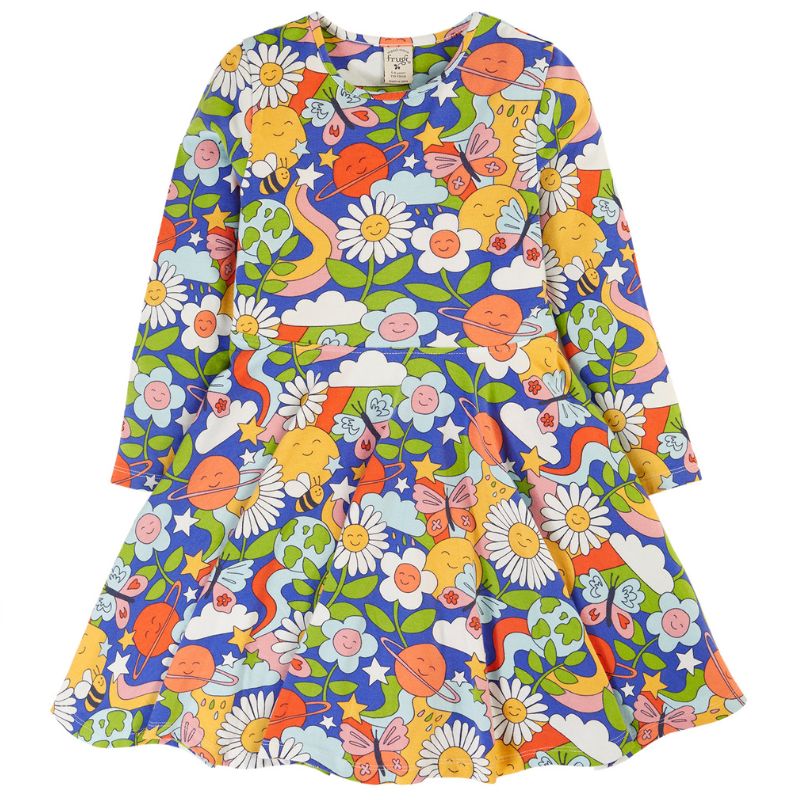 Frugi Sofia Skater Dress - Long Sleeve - Retro Happy