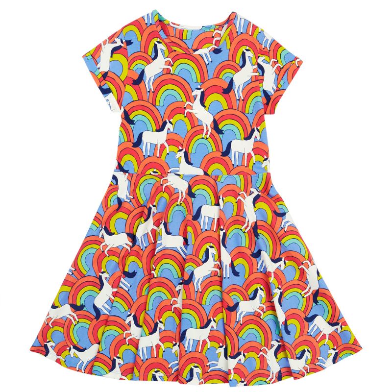 Frugi Spring Skater Dress - Short Sleeve - Over The Rainbow