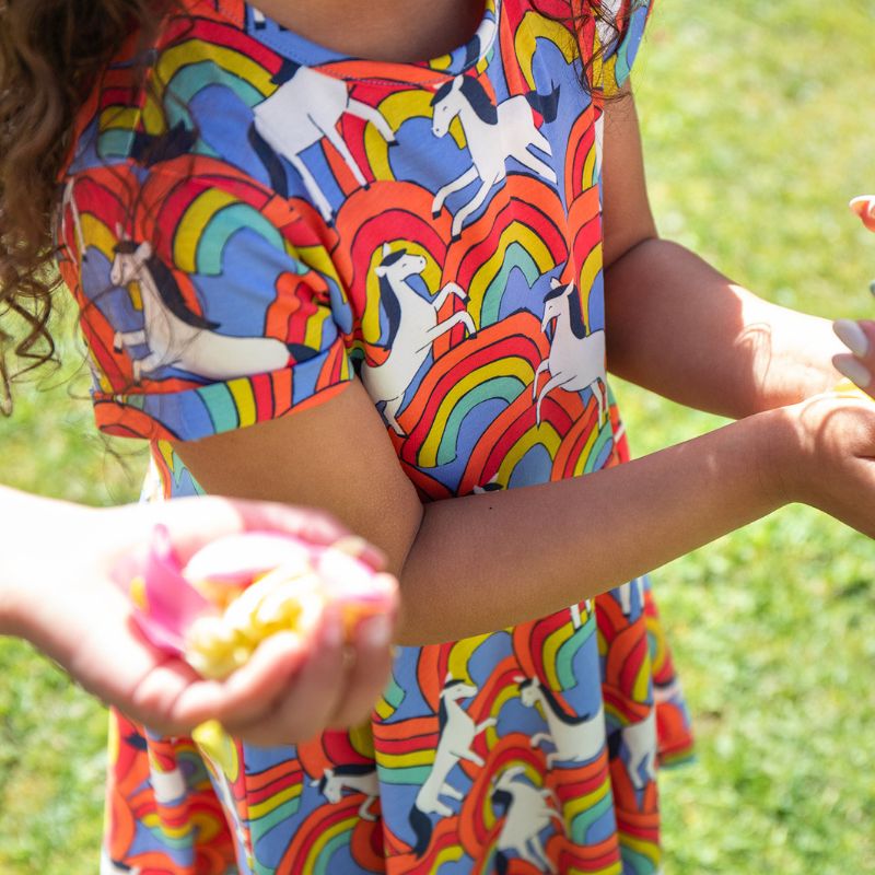 Frugi Spring Skater Dress - Short Sleeve - Over The Rainbow