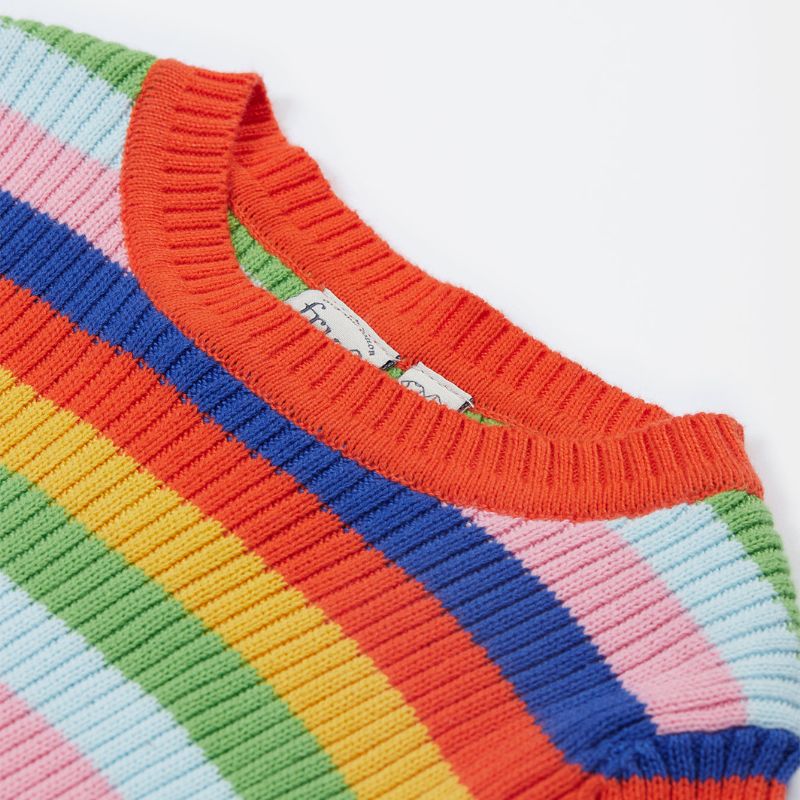 Frugi Zoe Knitted Jumper - Retro Stripe Closeup