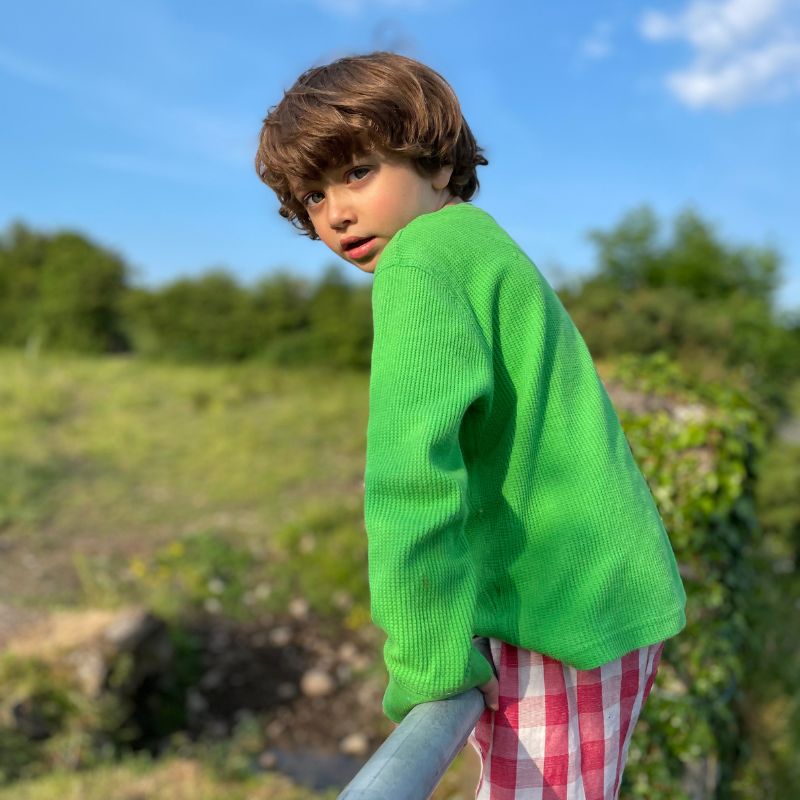 Slugs &amp; Snails Emerald Green Kids Waffle Cotton Top