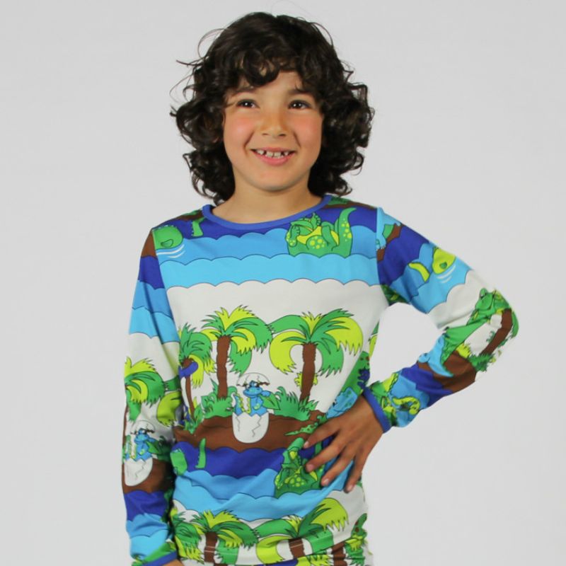 Smafolk Dinosaur Jungle Top - Blue Atoll