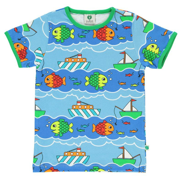 20% off- Smafolk Fishing Boats T-Shirt - Blue Grotto - Scandi Down Under