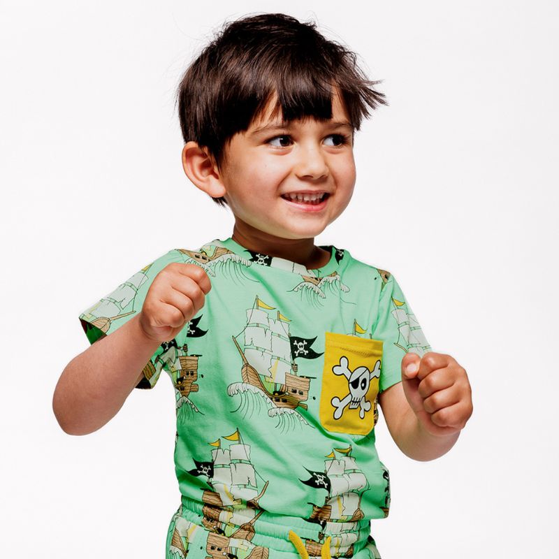 Smafolk Pirate Ship T-Shirt - Minty Green