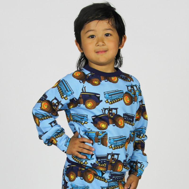 Smafolk Tractor Sweatshirt Jumper - Blue Grotto