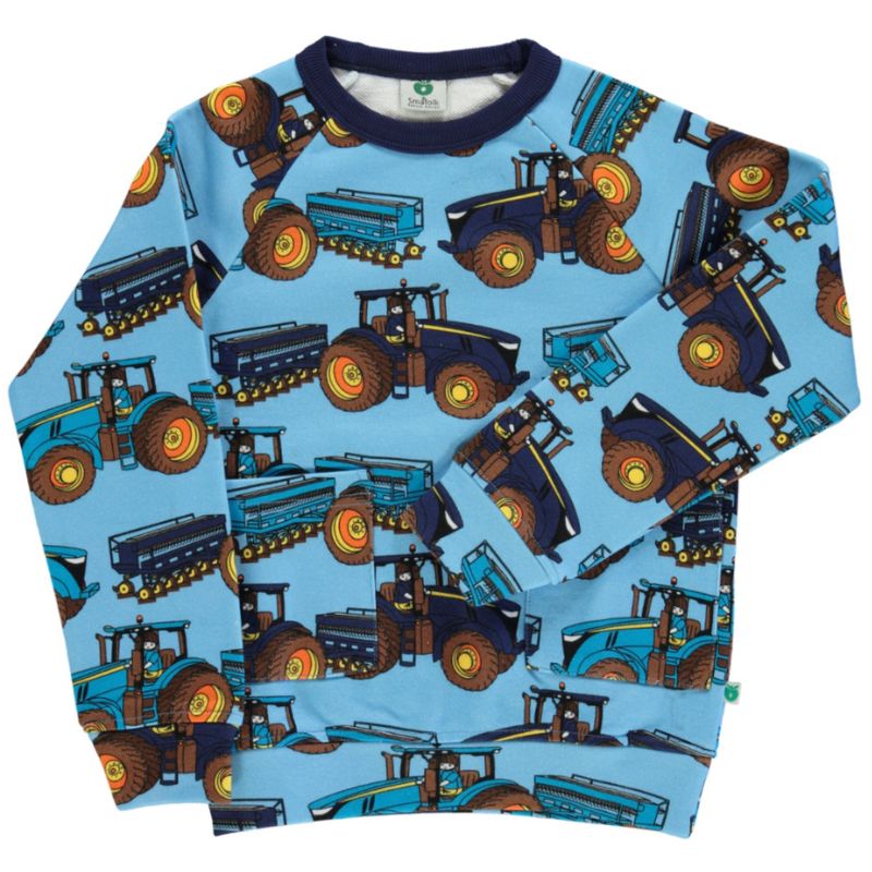 Smafolk Tractor Sweatshirt Jumper - Blue Grotto