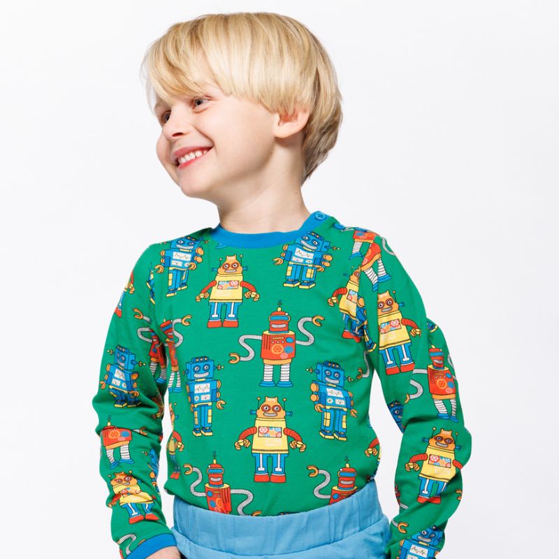 Smafolk Umalin Robot Top - Lawn Green