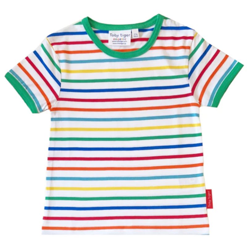 Toby Tiger Green Rainbow Stripe T-shirt
