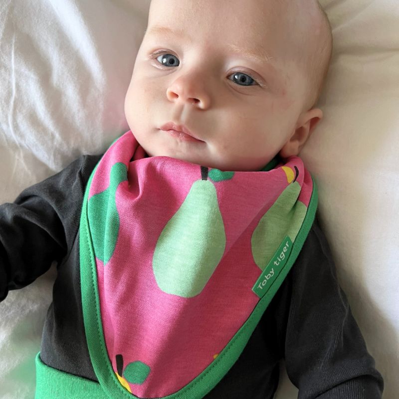 Toby Tiger Pear Print Dribble Bib