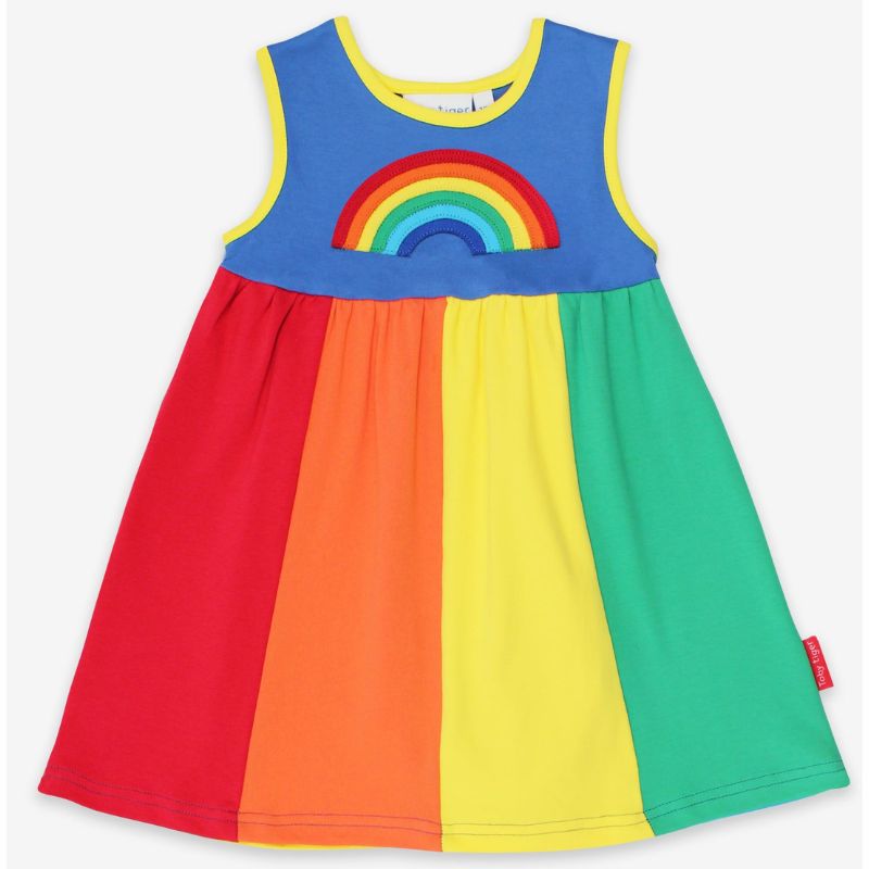 Toby Tiger Rainbow Stripe Pinafore Dress