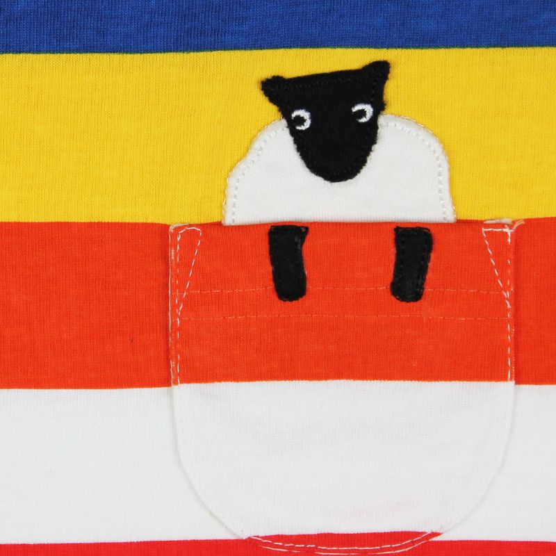 Toby Tiger Rainbow Sheep Pocket Appliqué T-shirt closeup