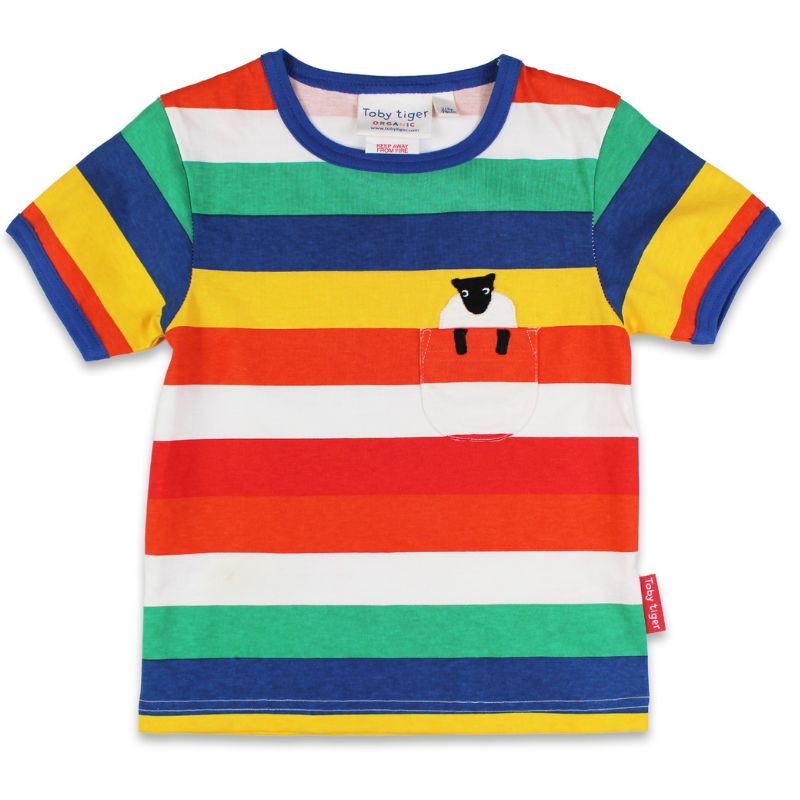 Toby Tiger Rainbow Sheep Pocket Appliqué T-shirt