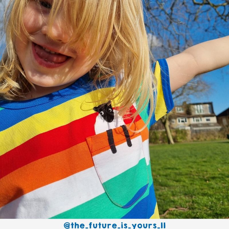 Toby Tiger Rainbow Sheep Pocket Appliqué T-shirt