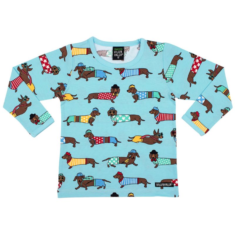 Villervalla Dachshund Kids Top - Pool Blue