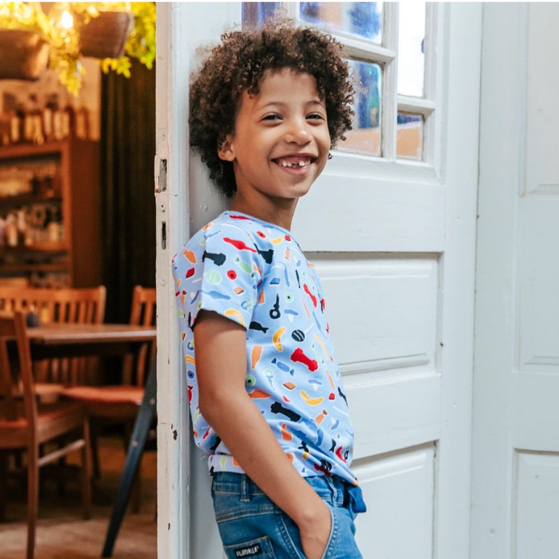 Villervalla Candy Print Kids T-Shirt - Light Nautic Blue