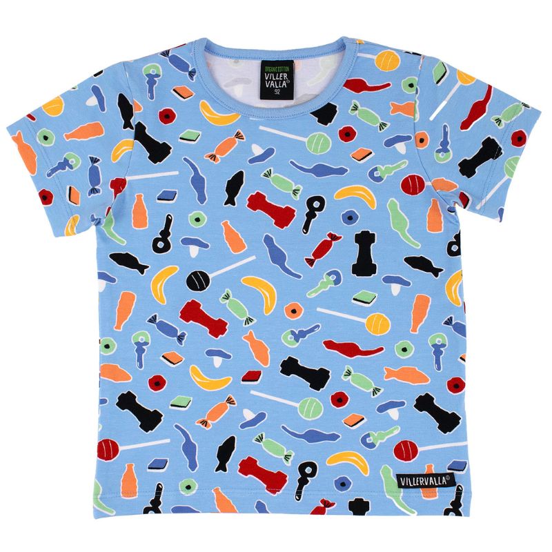 Villervalla Candy Print Kids T-Shirt - Light Nautic Blue