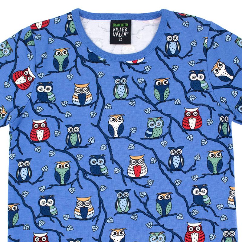 Villervalla Tree Owl Kids Top - Nautic Blue