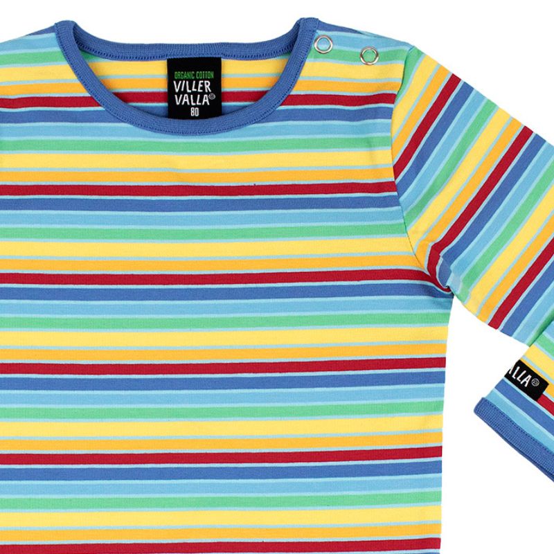 Villervalla Multistripe Bodysuit - Long Sleeve - Nautic Blue