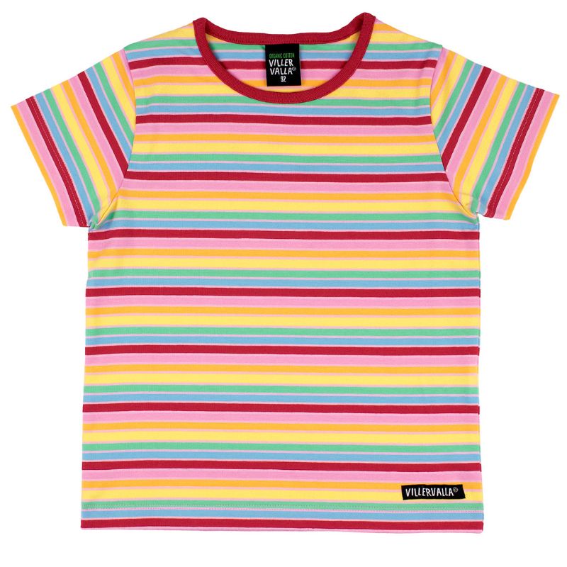 Villervalla Multistripe Kids T-Shirt - Dahlia Pink