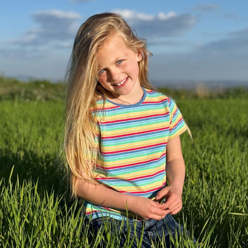 Villervalla Multistripe Kids T-Shirt - Nautic Blue