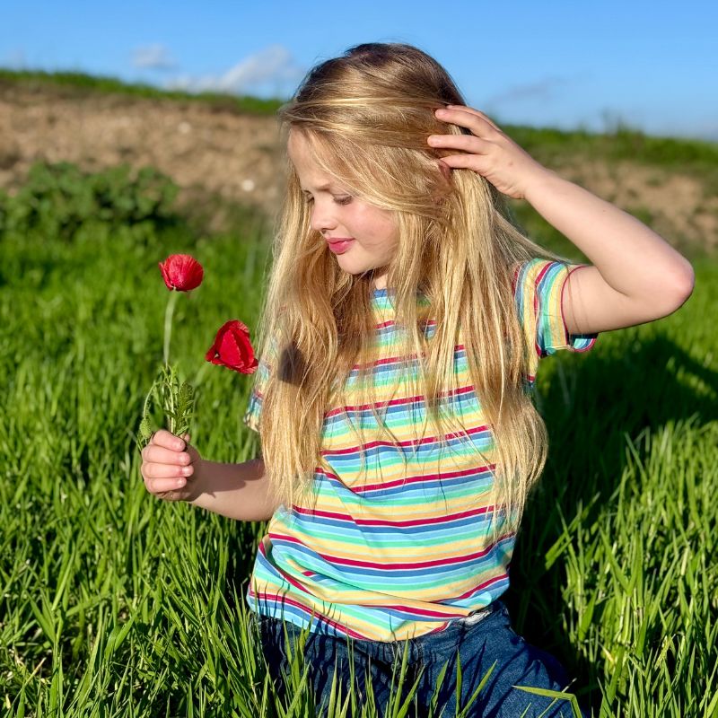 Villervalla Multistripe Kids T-Shirt - Nautic Blue