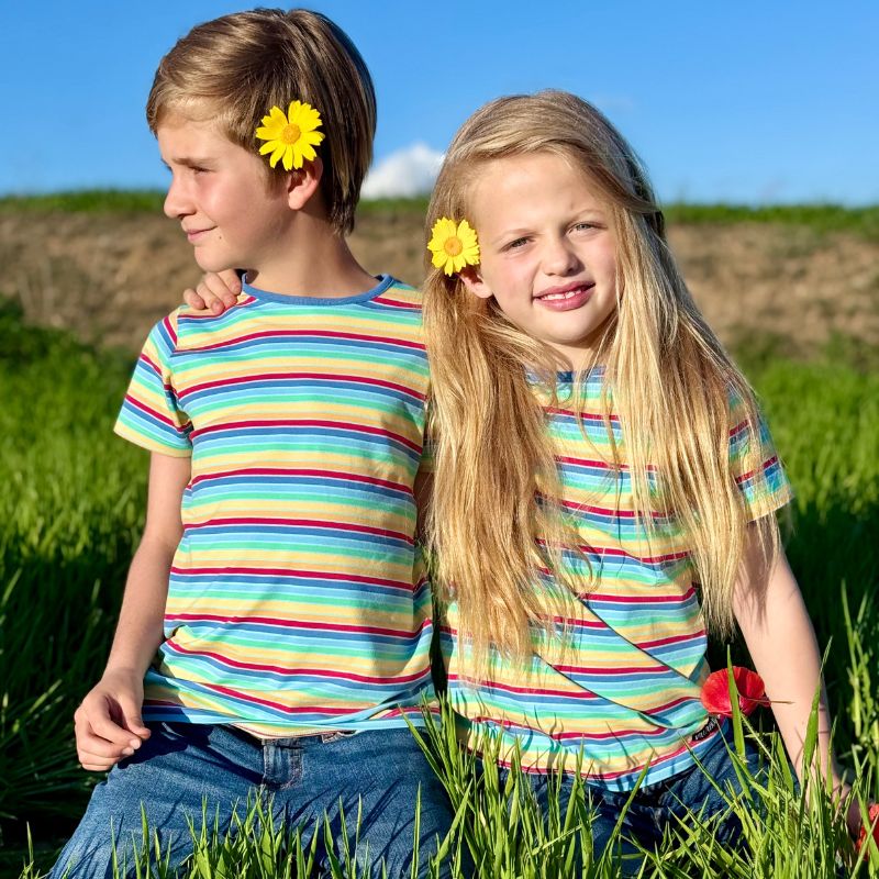 Villervalla Multistripe Kids T-Shirt - Nautic Blue