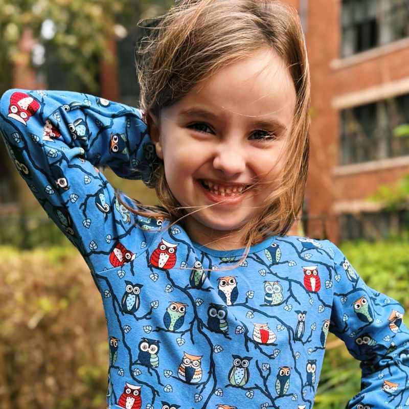 Villervalla Tree Owl Kids Top - Nautic Blue