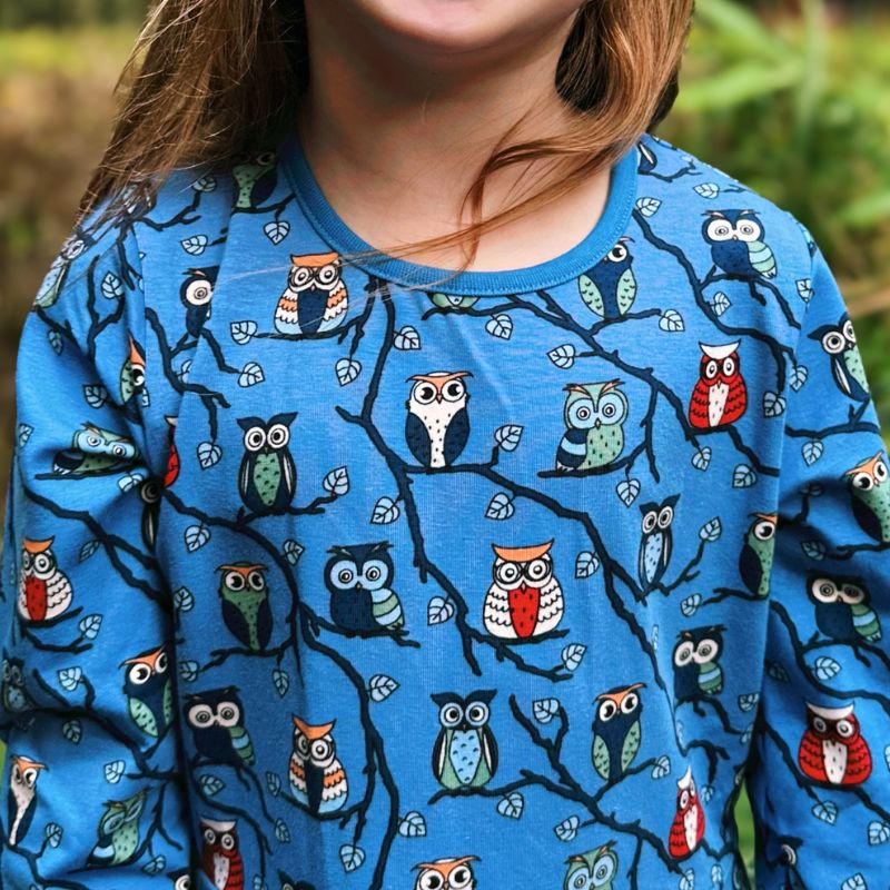 Villervalla Tree Owl Kids Top - Nautic Blue