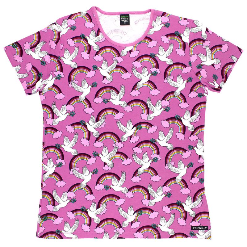 Villervalla Peace Print Adult T-Shirt - Pink
