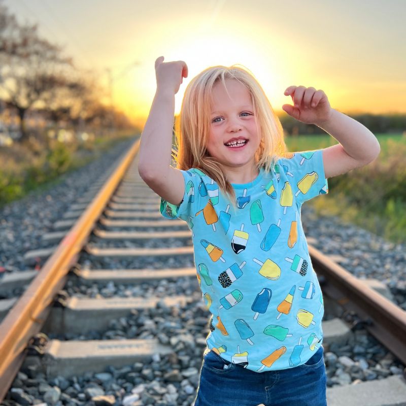 Villervalla Kids Ice Cream Popsicle T-Shirt - Aruba Blue