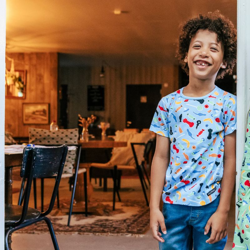 Villervalla Candy Print Kids T-Shirt - Light Nautic Blue