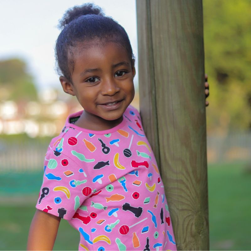 Villervalla Candy Print Kids T-Shirt - Rose Pink