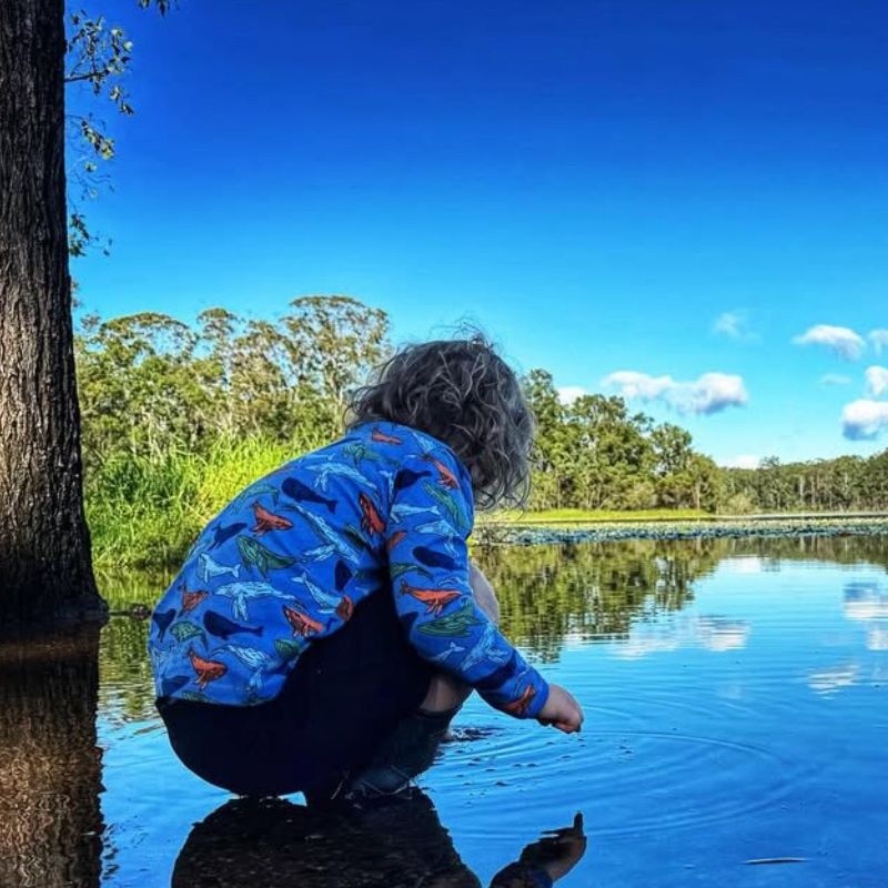 Villervalla Whale Print Kids Top - Nautic Blue