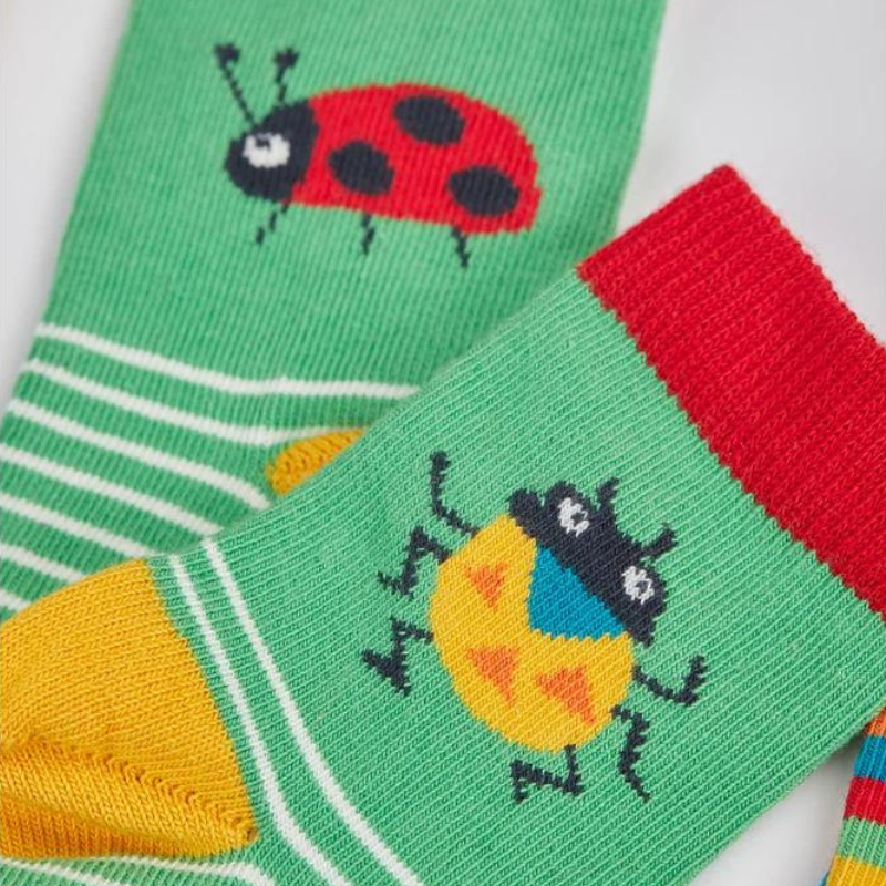 Frugi Baby/Toddler Little Socks - 3 Pack - Rainbow Bugs