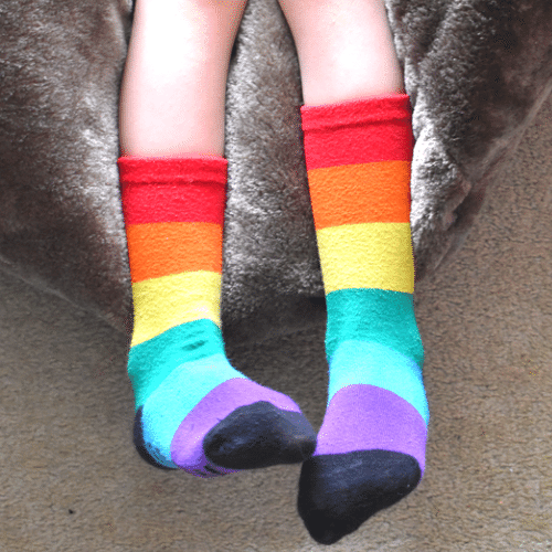 Moody Jude Rainbow Stripe Socks - Red Tops