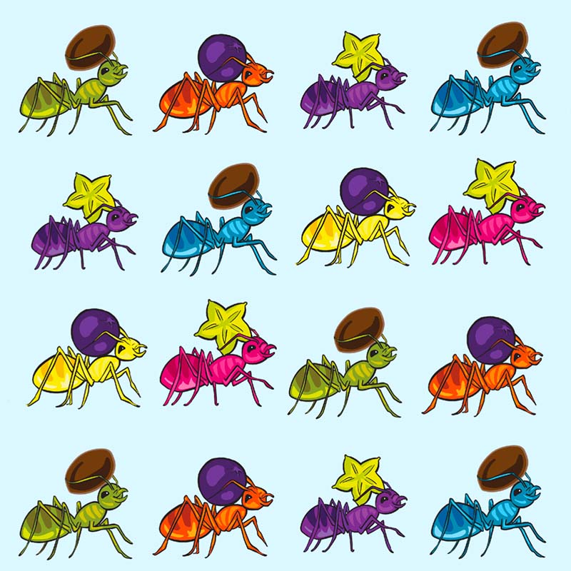 Coddi &amp; Womple Rainbow Ants T-Shirt - Turquoise Blue