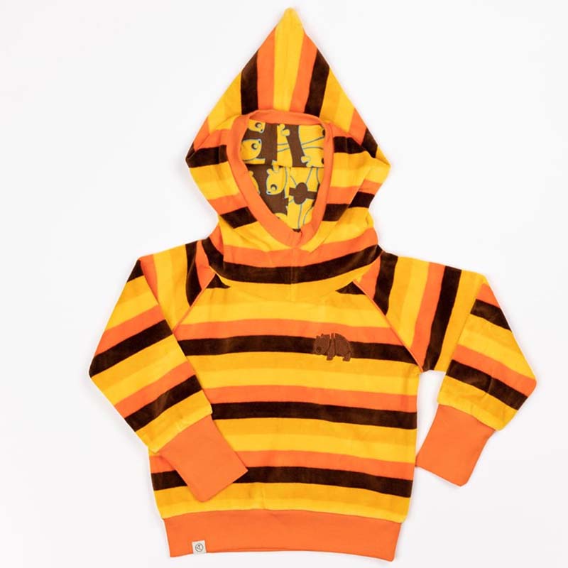 Alba Of Denmark Habian Hoodie - Emperador Big Stripes - Velour (Last one! 2-3y)