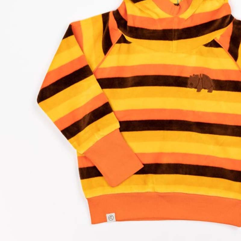 Alba Of Denmark Habian Hoodie - Emperador Big Stripes - Velour (Last one! 2-3y)