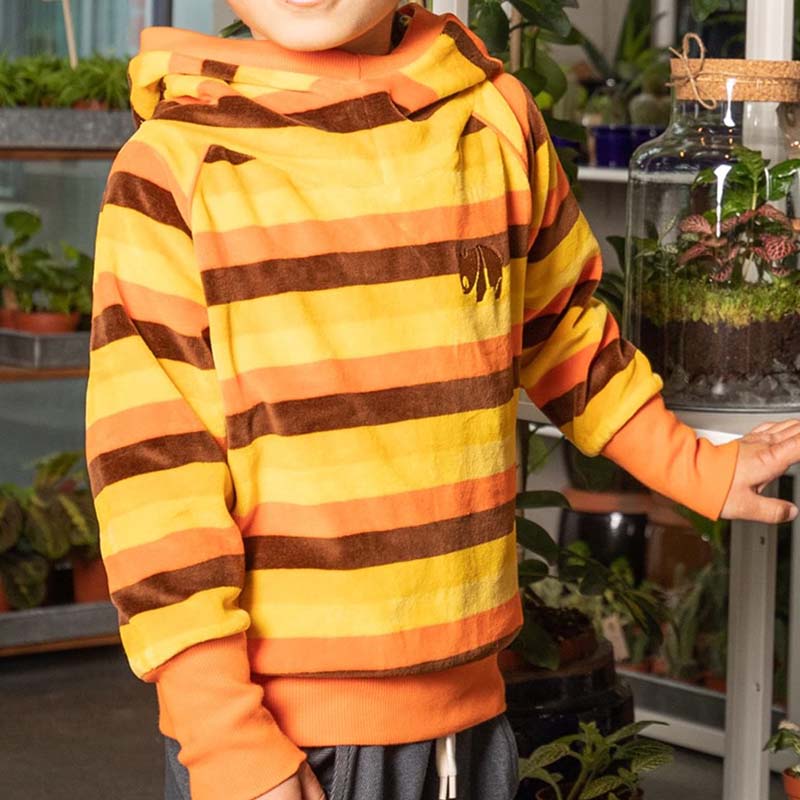 Alba Of Denmark Habian Hoodie - Emperador Big Stripes - Velour (Last one! 2-3y)