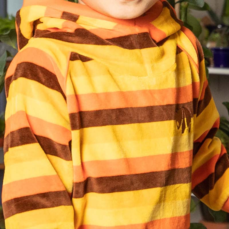 Alba Of Denmark Habian Hoodie - Emperador Big Stripes - Velour (Last one! 2-3y)