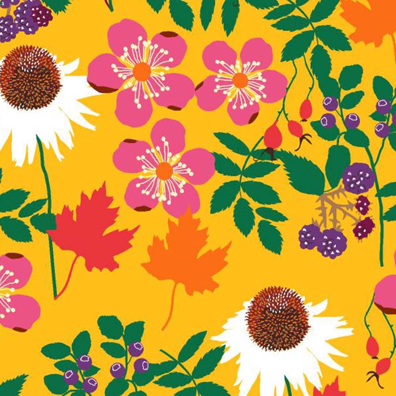 DUNS Sweden Autumn Flowers Bonnet - Yellow