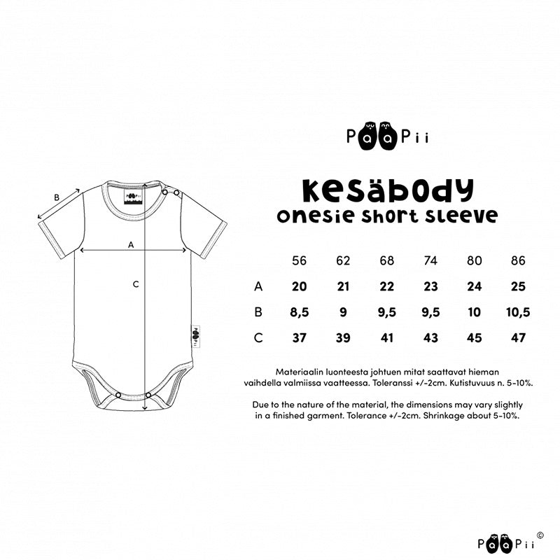 PaaPii Perch Bodysuit - Short Sleeve - Yellow (Last one! 3-6m)