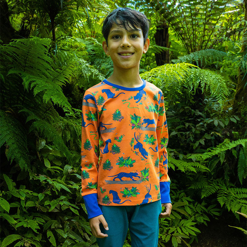 Coddi &amp; Womple Divya the Panther Long Sleeve Top - Tangerine Orange (Last one! 5y)