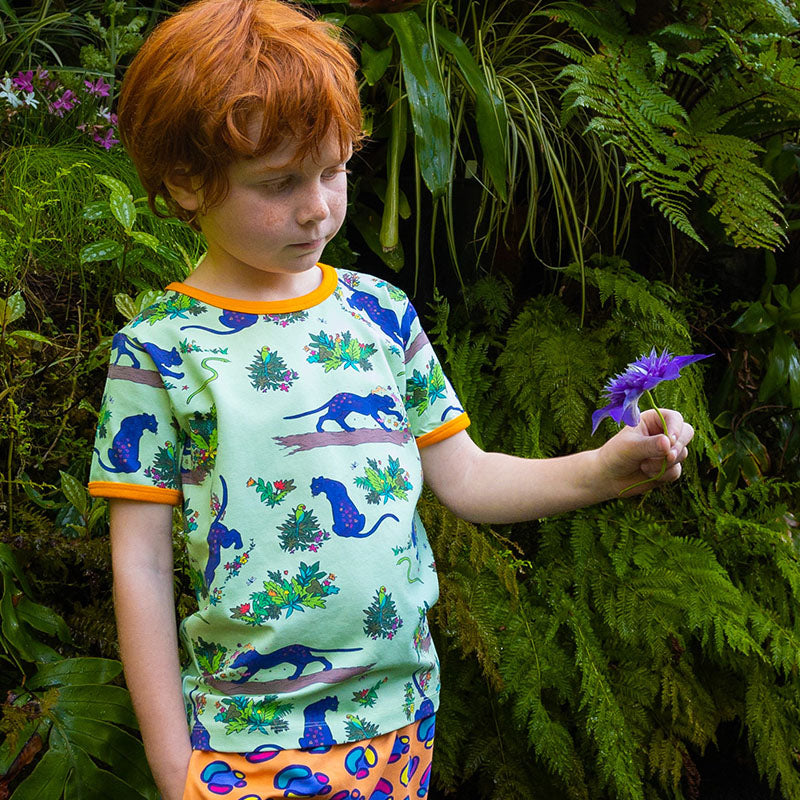 Coddi &amp; Womple Divya the Panther T-Shirt - Paradise Green (Last one! 5y)